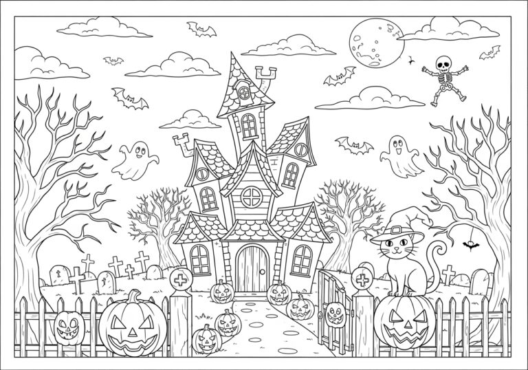 3D Halloween Coloring Page