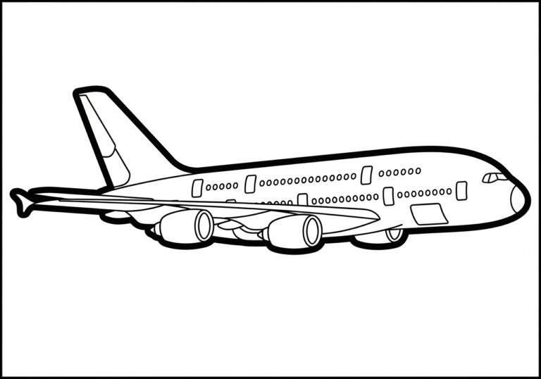 A380 Airplane Coloring Page to Print Out and Color