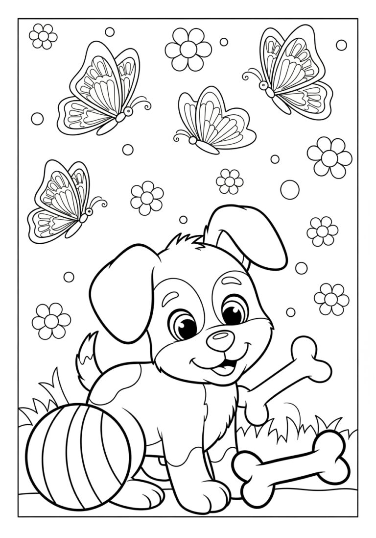 Adorable Puppy Coloring Page