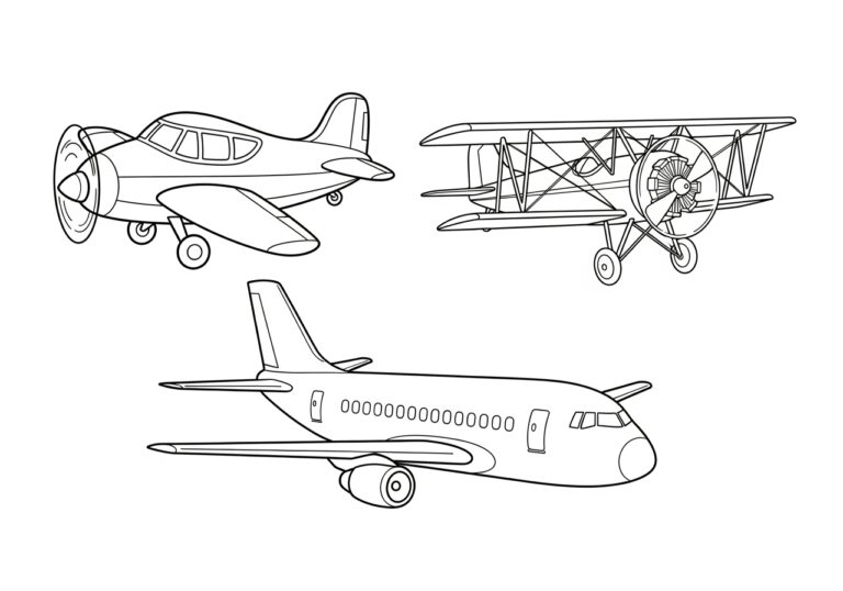 Aeroplane Coloring Image to Print Out and Color