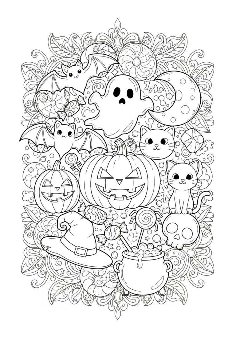 Aesthetic Halloween Coloring Page