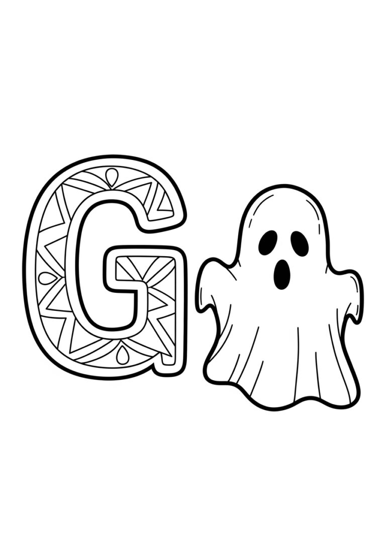 Alphabet Letter G Ghost Coloring Page