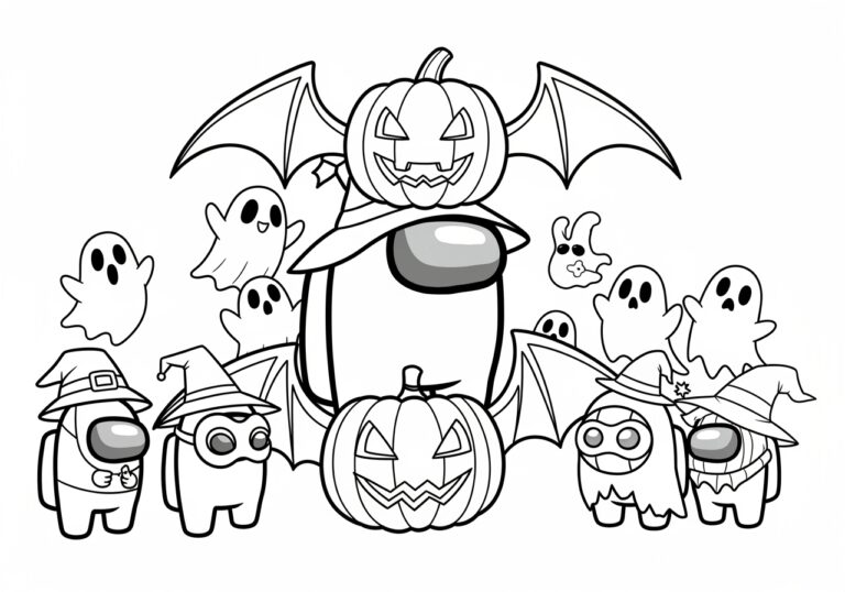 Among Us Halloween Coloring Page