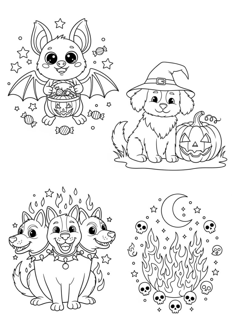 Animal Halloween Coloring Page to Print Out and Color