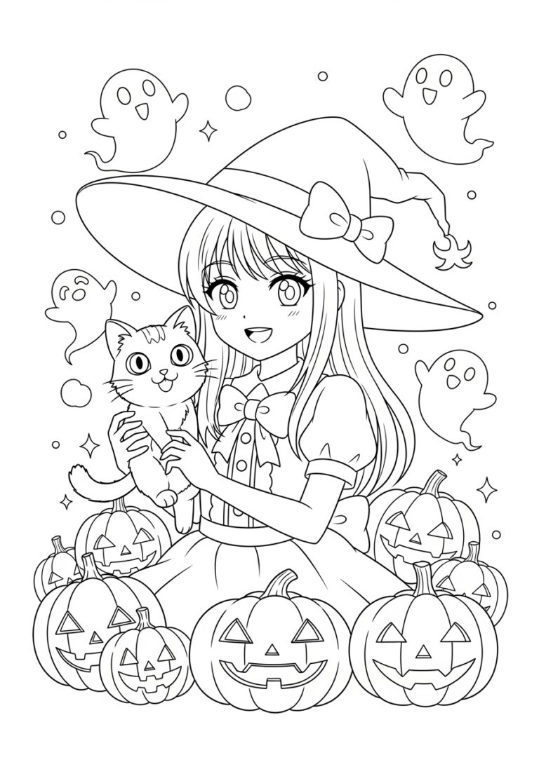 Anime Halloween Coloring Page