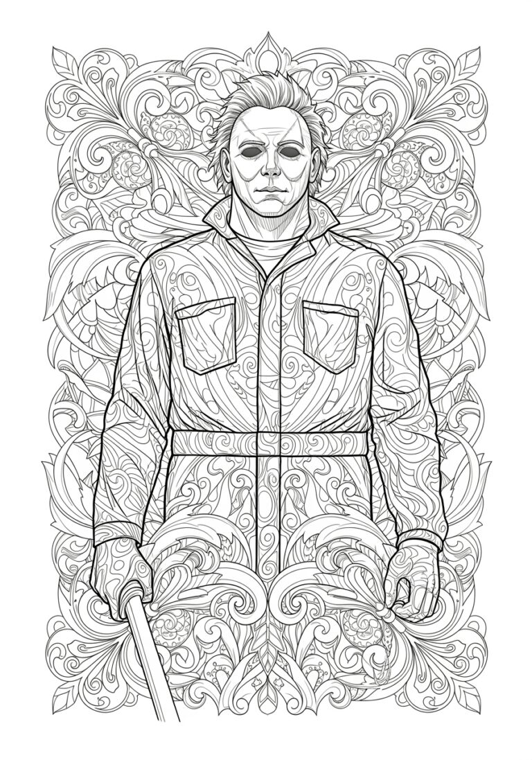 Anime-style Michael Myers Character Coloring Page