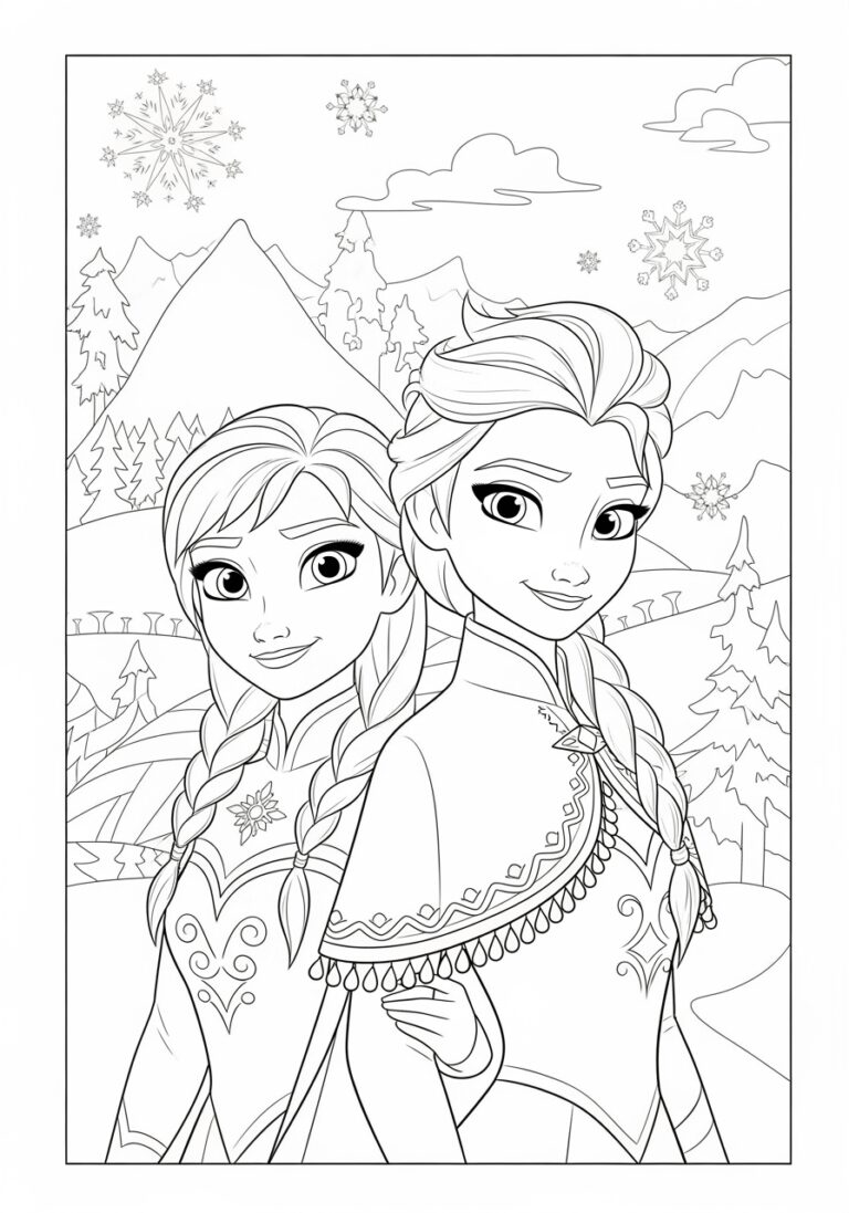 Anna and Elsa Color Page