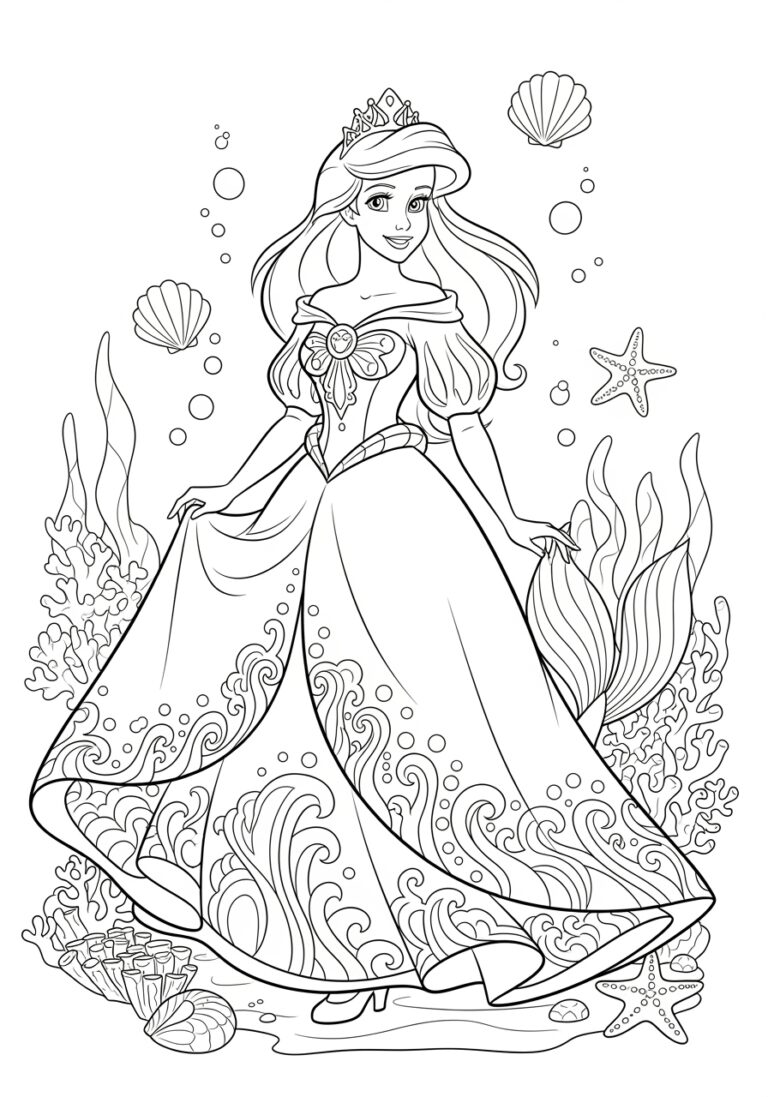 Ariel Dress Coloring Page