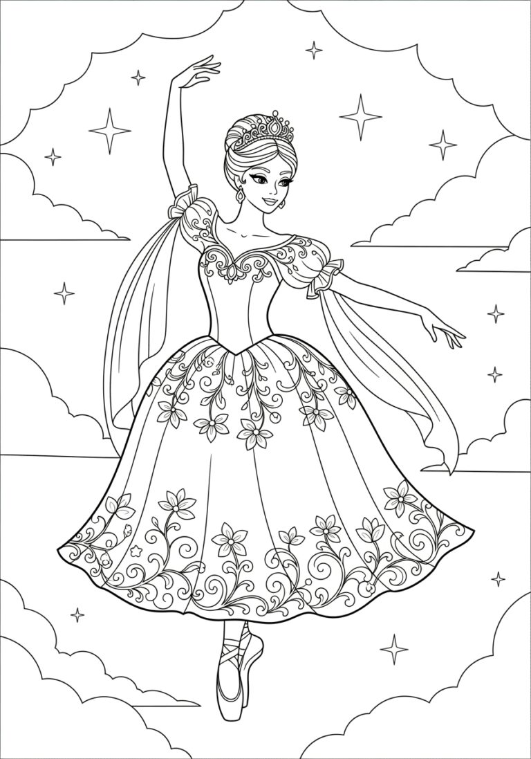 Ballerina Princess Coloring Page