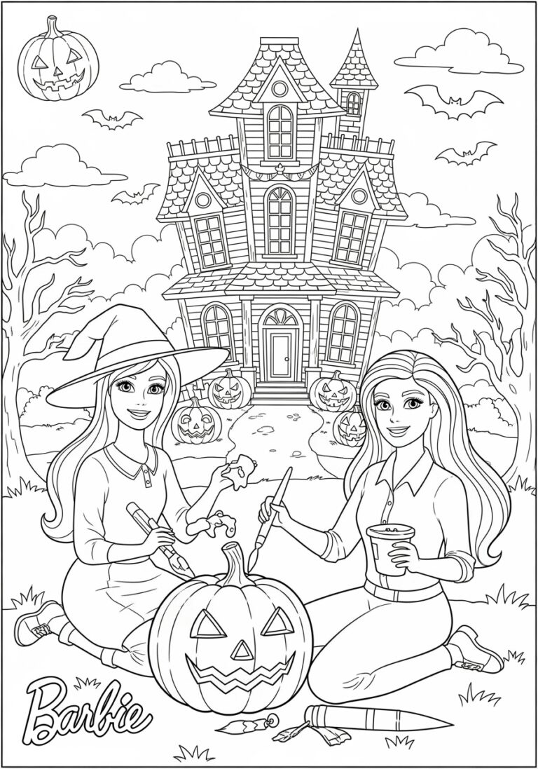 Barbie Halloween Coloring Page
