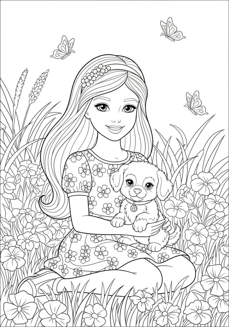 Barbie Puppy Coloring Page