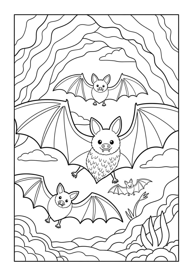 Bat Cave Ecosystem Coloring Page