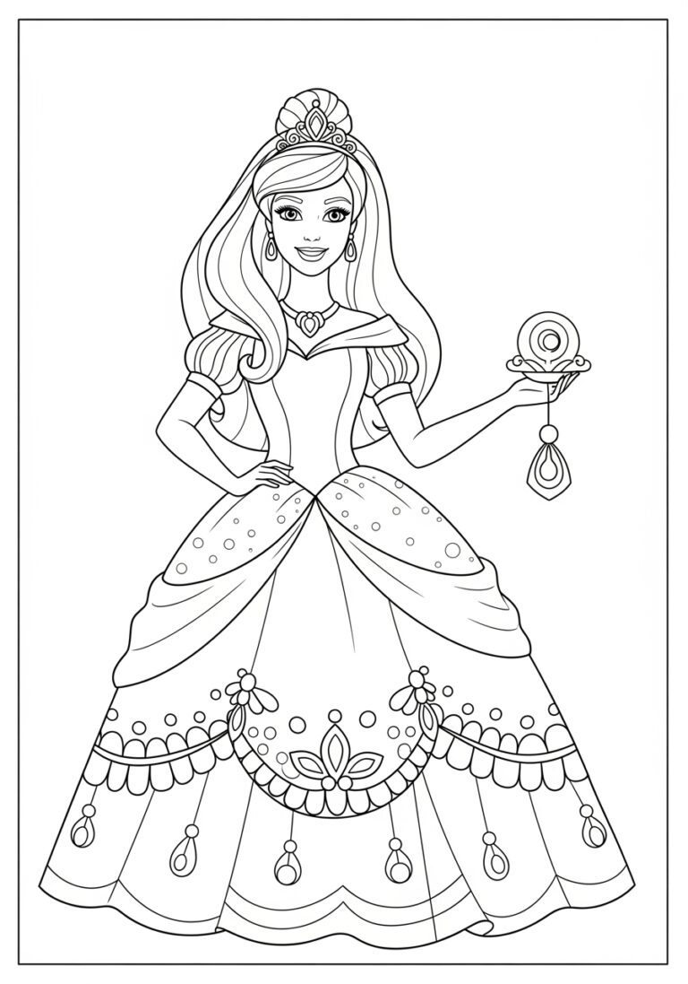 Beautiful Barbie Princess Coloring Page