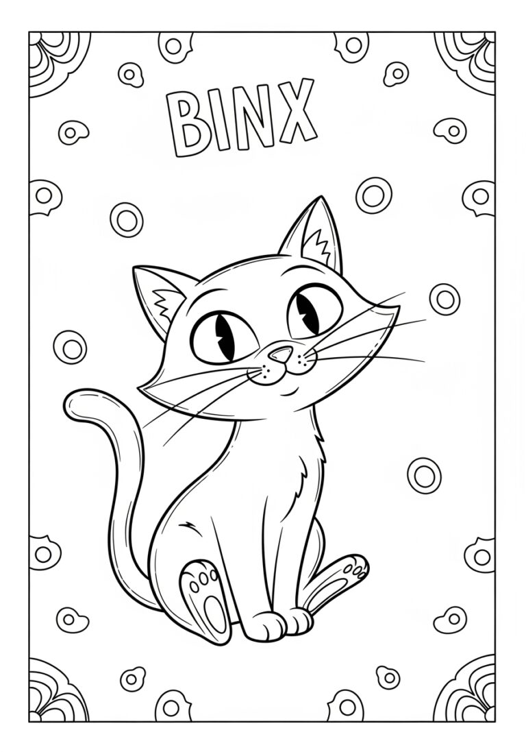 Binx the Black Cat Coloring Page