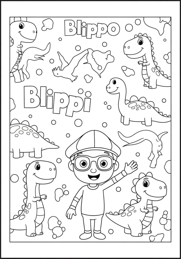 Blippi Dinosaur Coloring Page