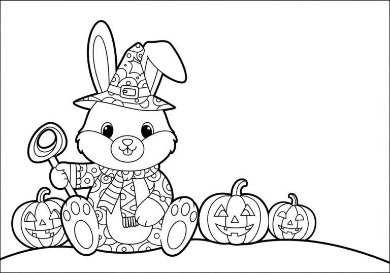 Bunny Halloween Coloring Page