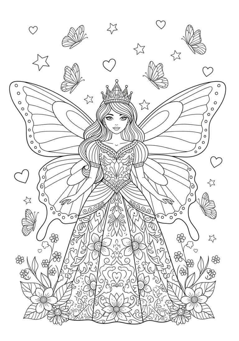Butterfly Princess Coloring Page