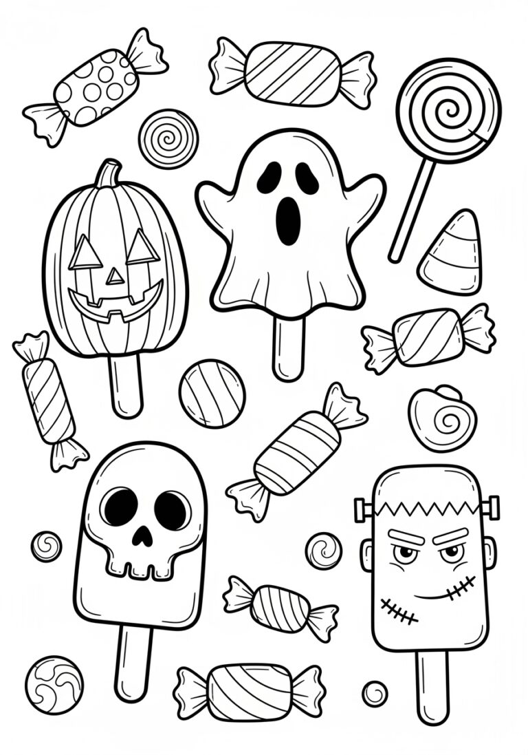 Candy Halloween Coloring Page