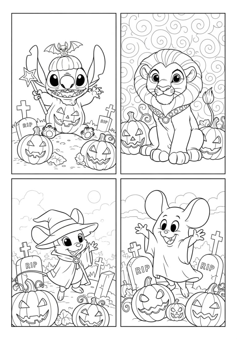 Cartoon Halloween Coloring Page to Print Out and Color