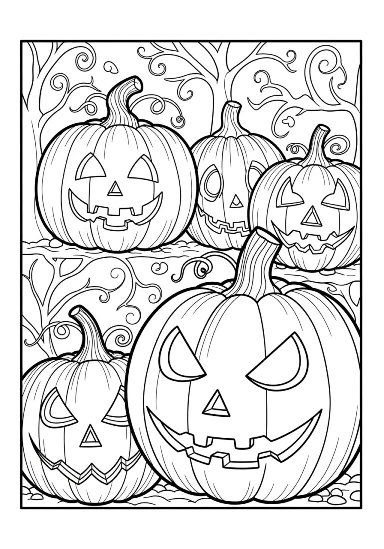 Carved Pumpkin Coloring Page to Print and Color