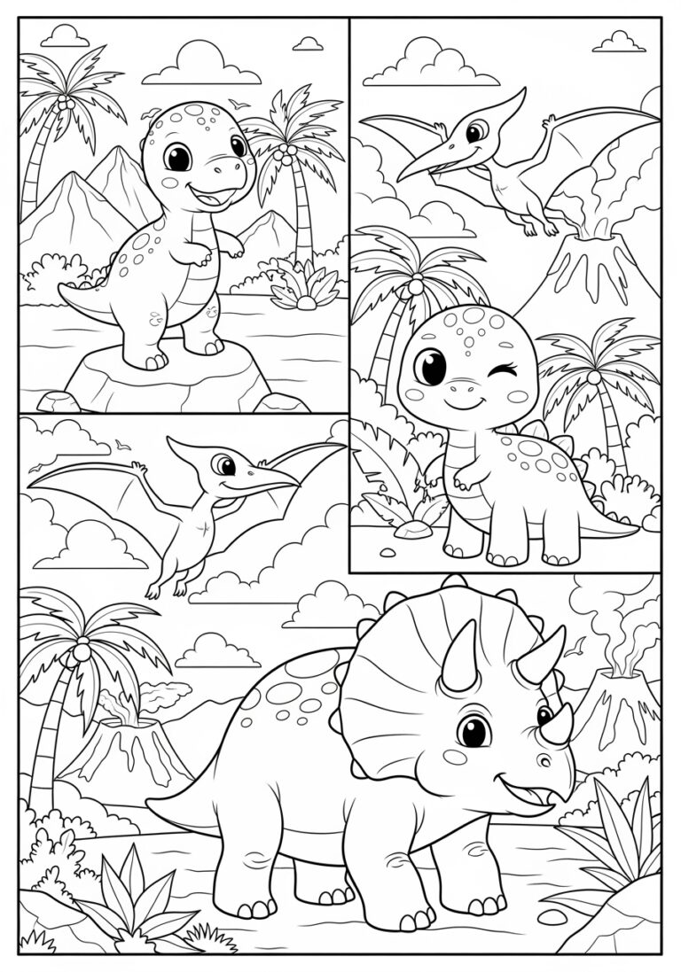 Children’s Dinosaur Colouring Picture