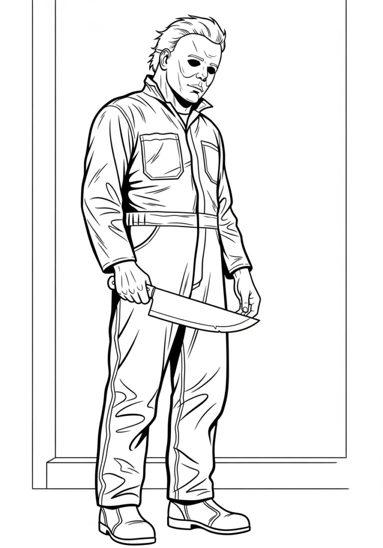 Classic 1978 Michael Myers Pose Coloring Page