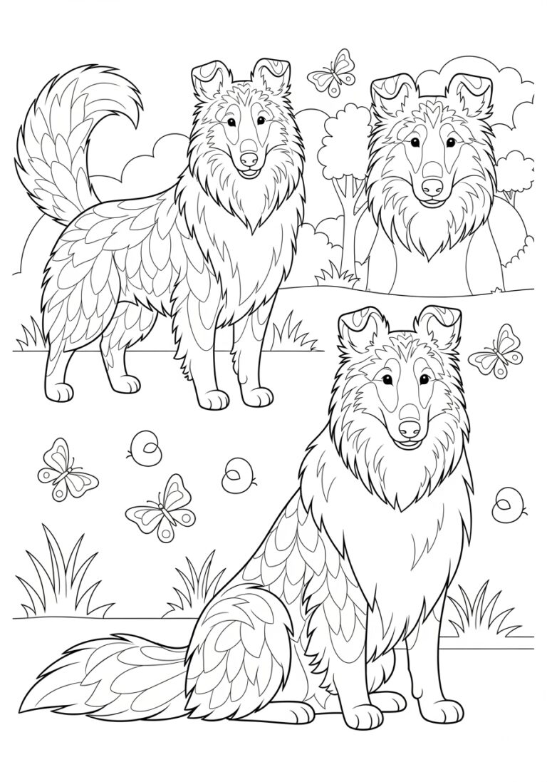 Collie Dog Picture to Print Out and Color