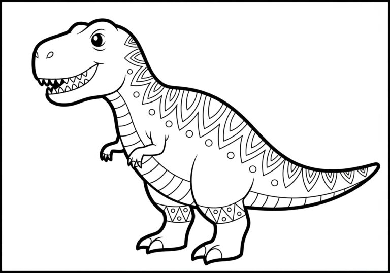 T-Rex Coloring Page to Print Out and Color
