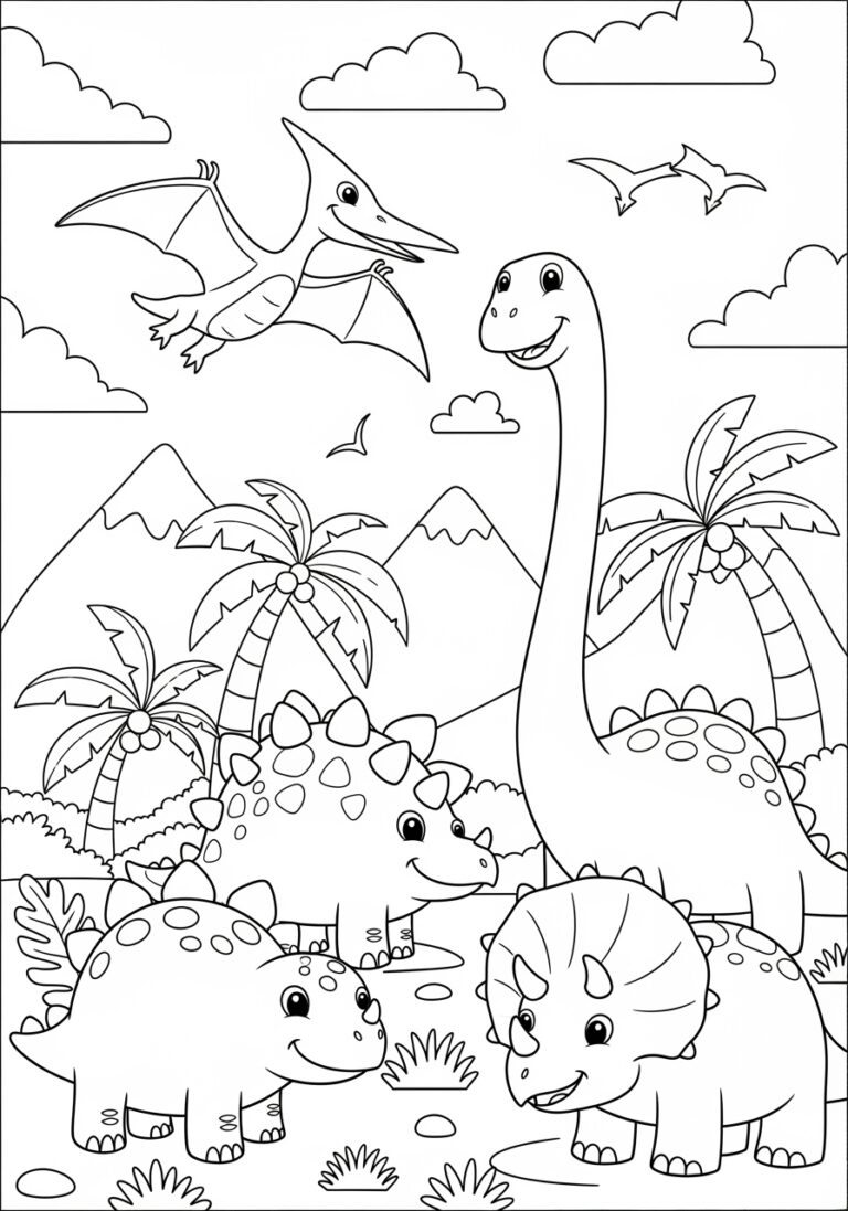 Dinosaur Coloring Page for Preschoolers