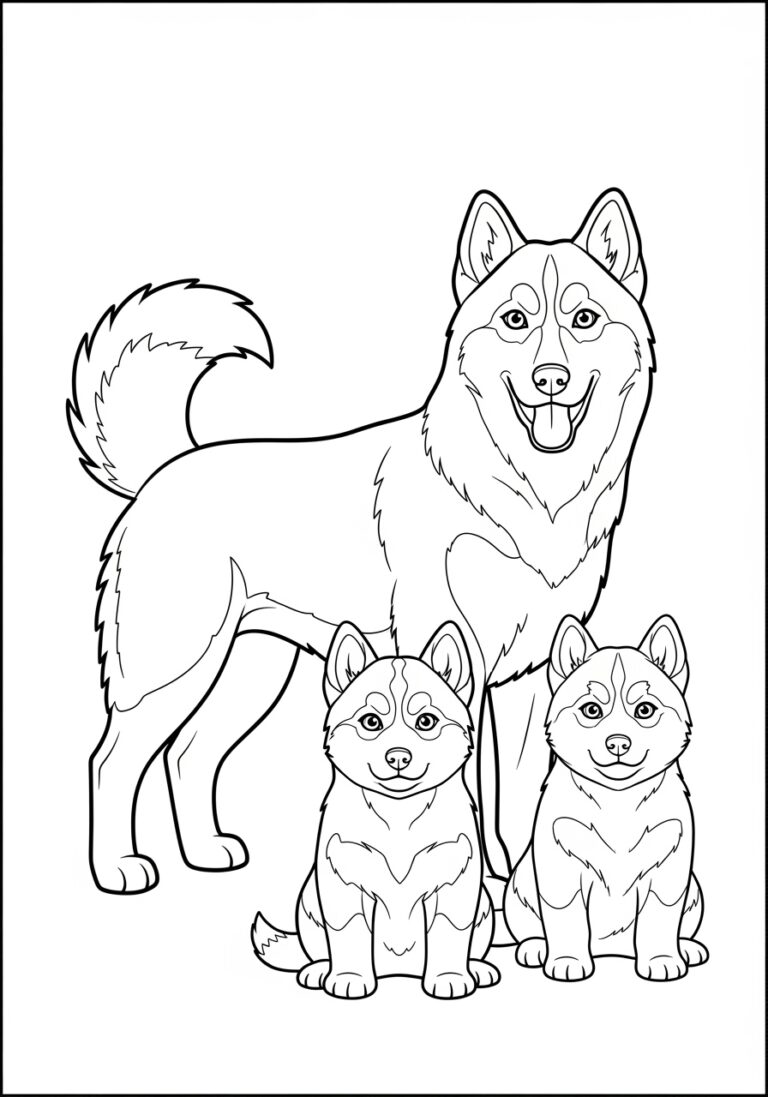 Husky Dog Picture to Print Out and Color
