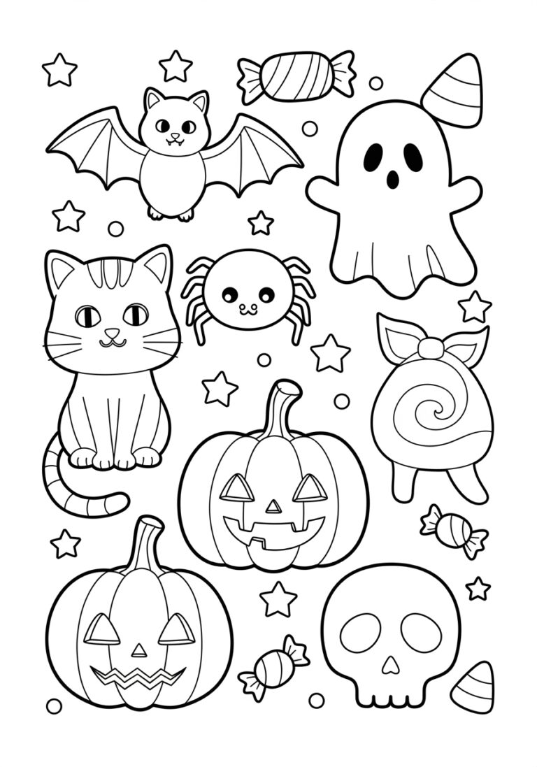 Cute Adorable Halloween Coloring Page