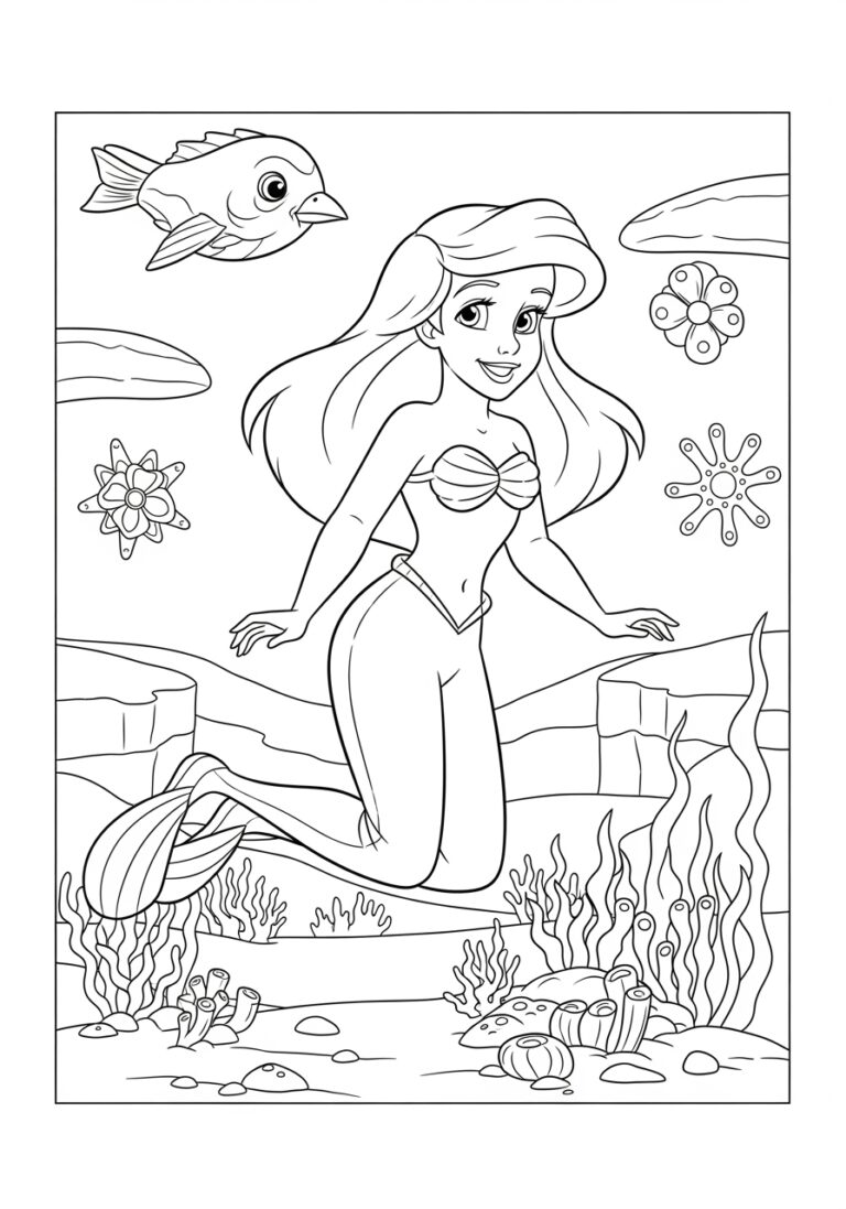 Cute Ariel Coloring Page