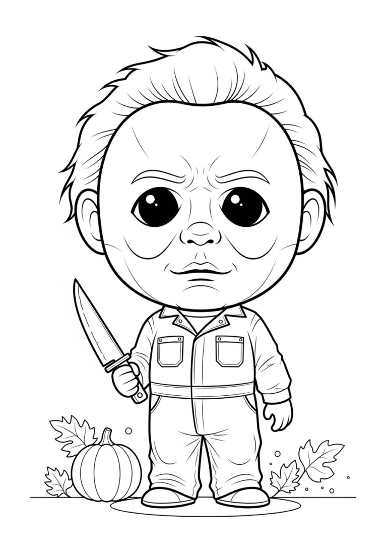 Cute Chibi Michael Myers Coloring Page