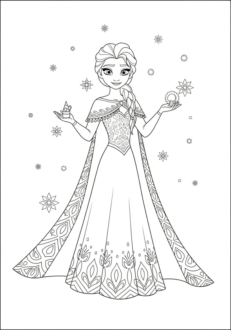 Cute Elsa Coloring Page