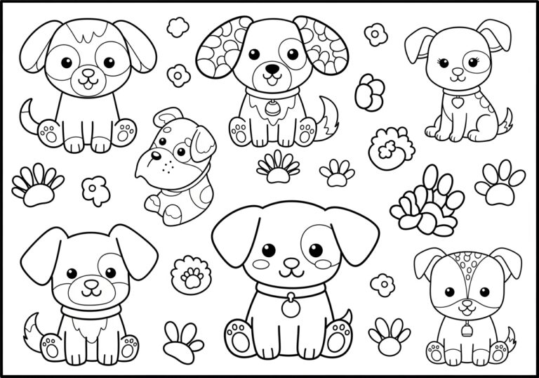 Cute Kawaii Dog Coloring Page