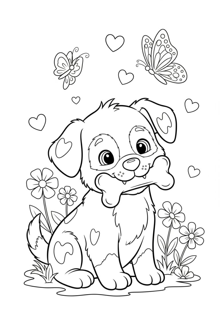 Cute Puppy Coloring Page