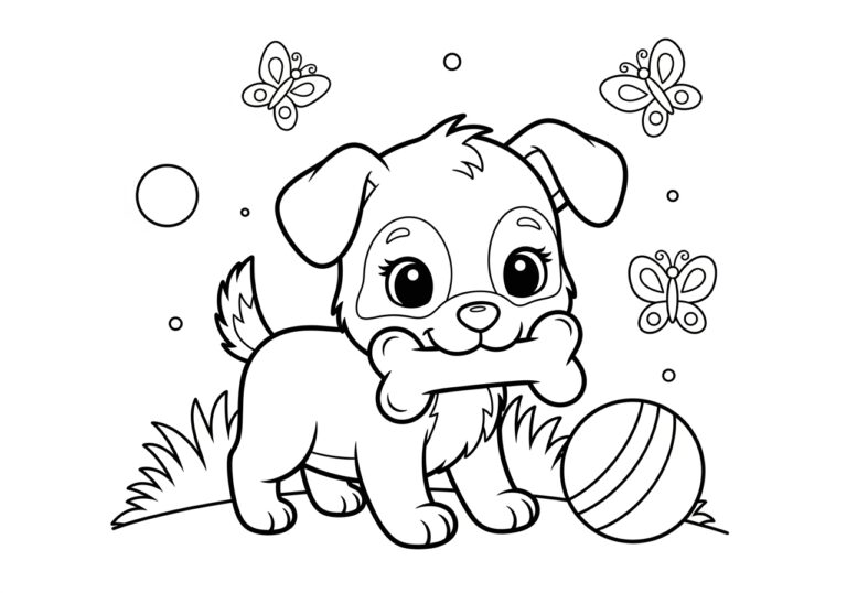 Cute Puppy Picture to Print and Color