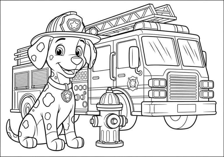 Dalmatian Fire Dog Coloring Page