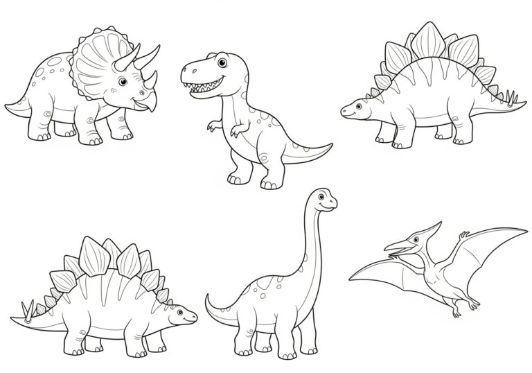 Different Type of Dinosaur Coloring Page