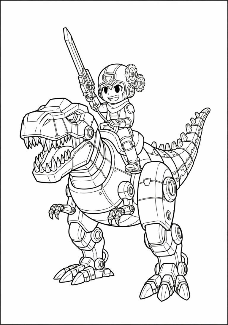 Dino Core Coloring Page to Print Out and Color