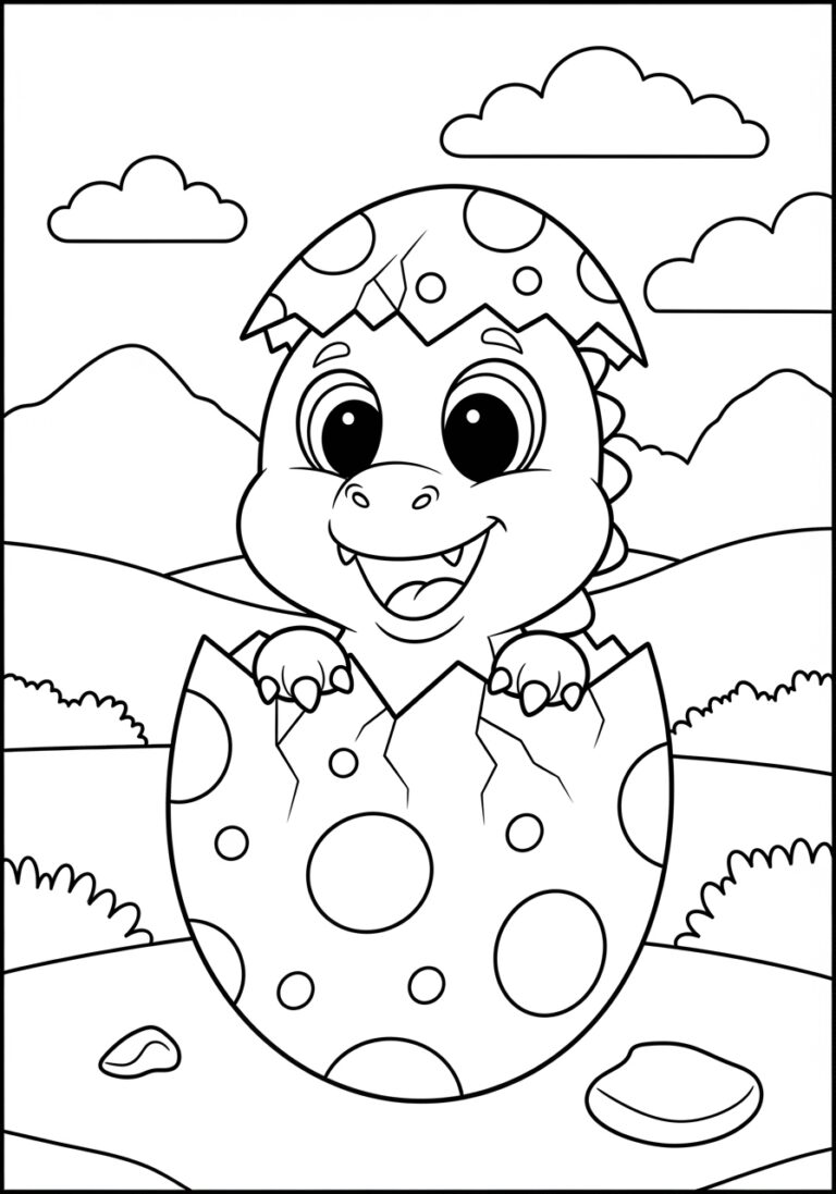 Dino Egg Coloring Page to Print Out and Color