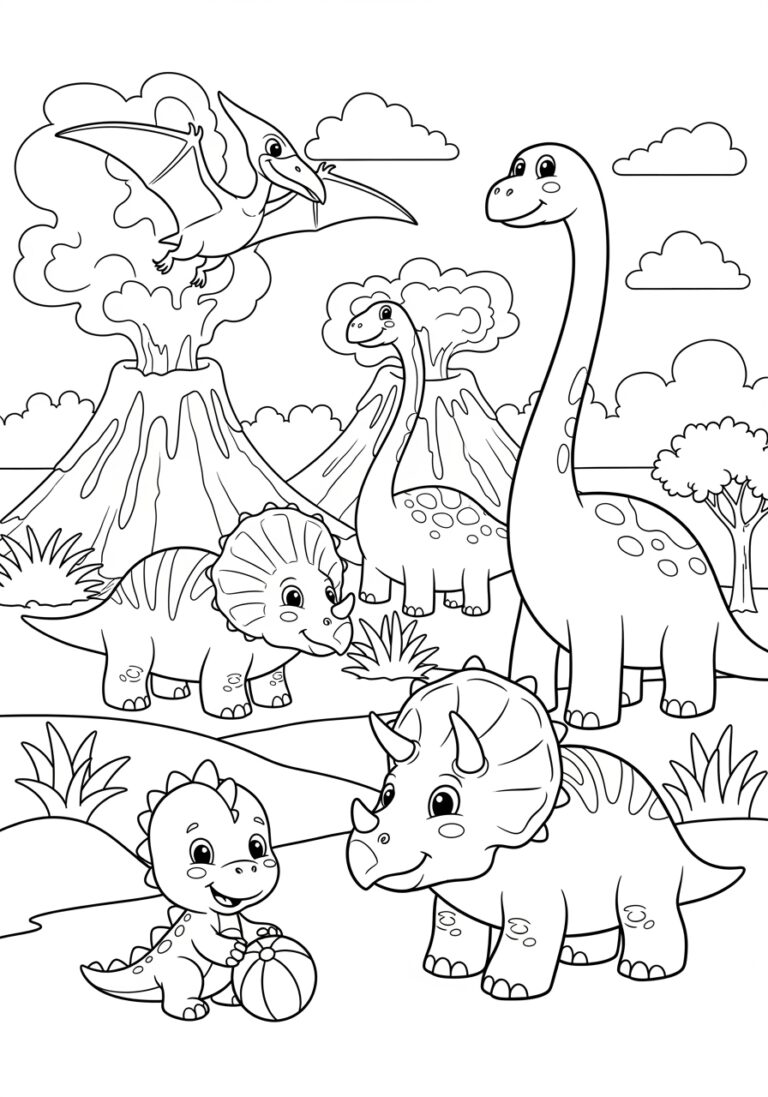 Dinosaur Coloring Page for Kindergarten
