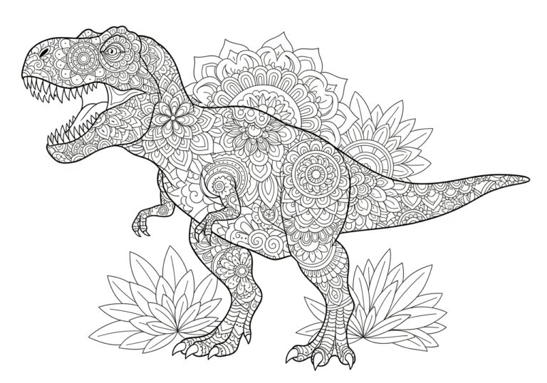 Dinosaur Mandala Coloring Page to Print Out and Color