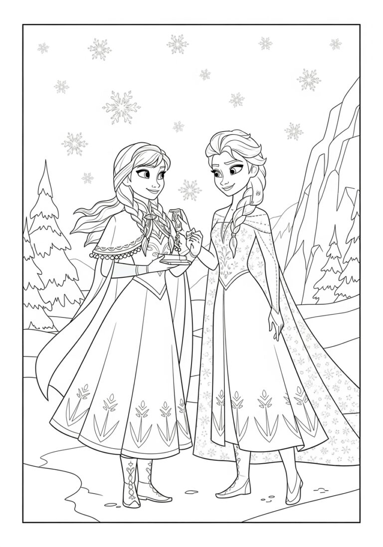 Disney Coloring Page Frozen Elsa and Anna
