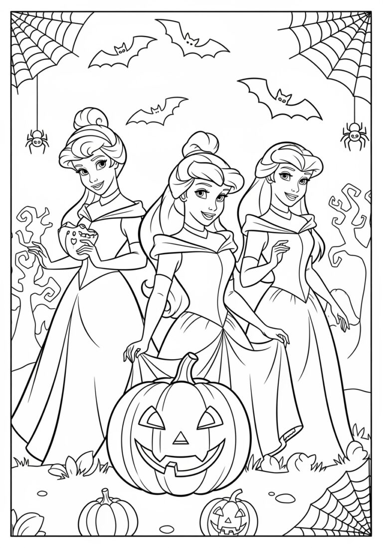 Disney Princess Halloween Coloring Page