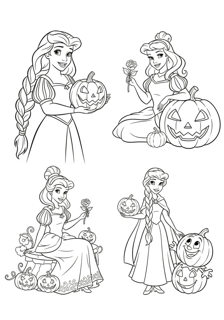 Disney Princess Halloween Printable Coloring Page