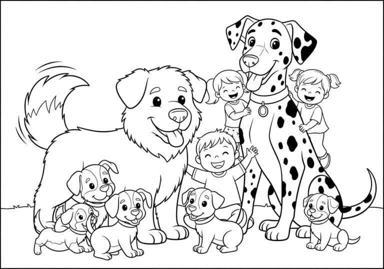 Dog Family Coloring Page