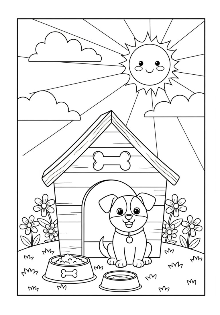 Dog House Coloring Page