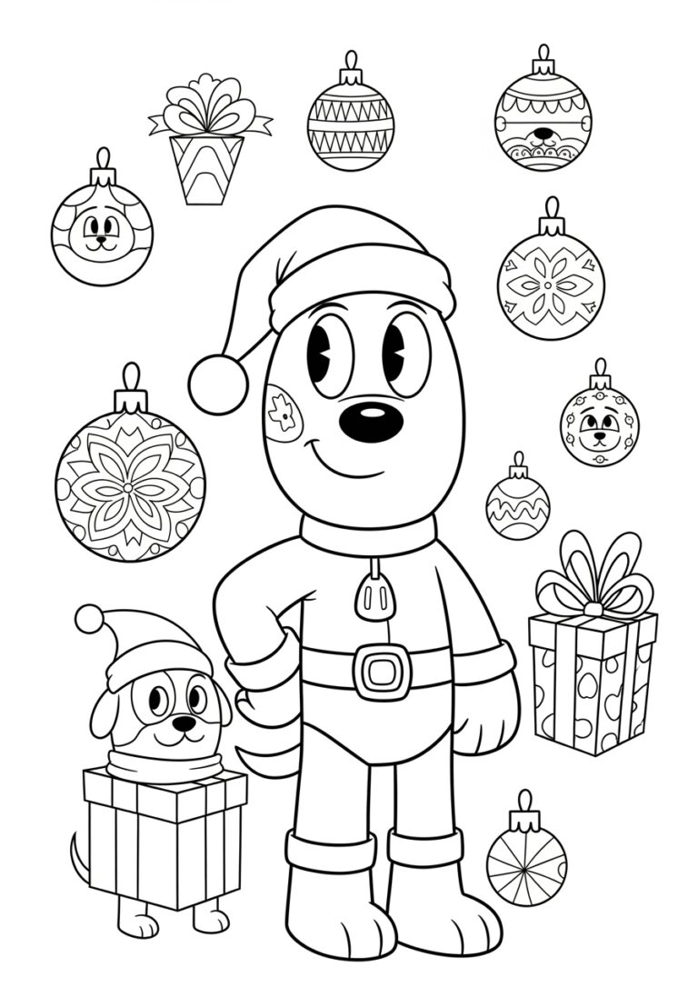 Dog Man Christmas Coloring Page