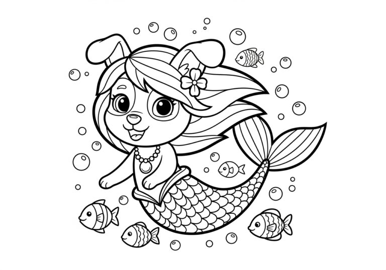 Dog Mermaid Coloring Page